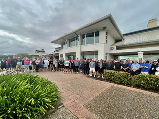 Group of supporters stand outside golf club for Fighting Chance fundraising day