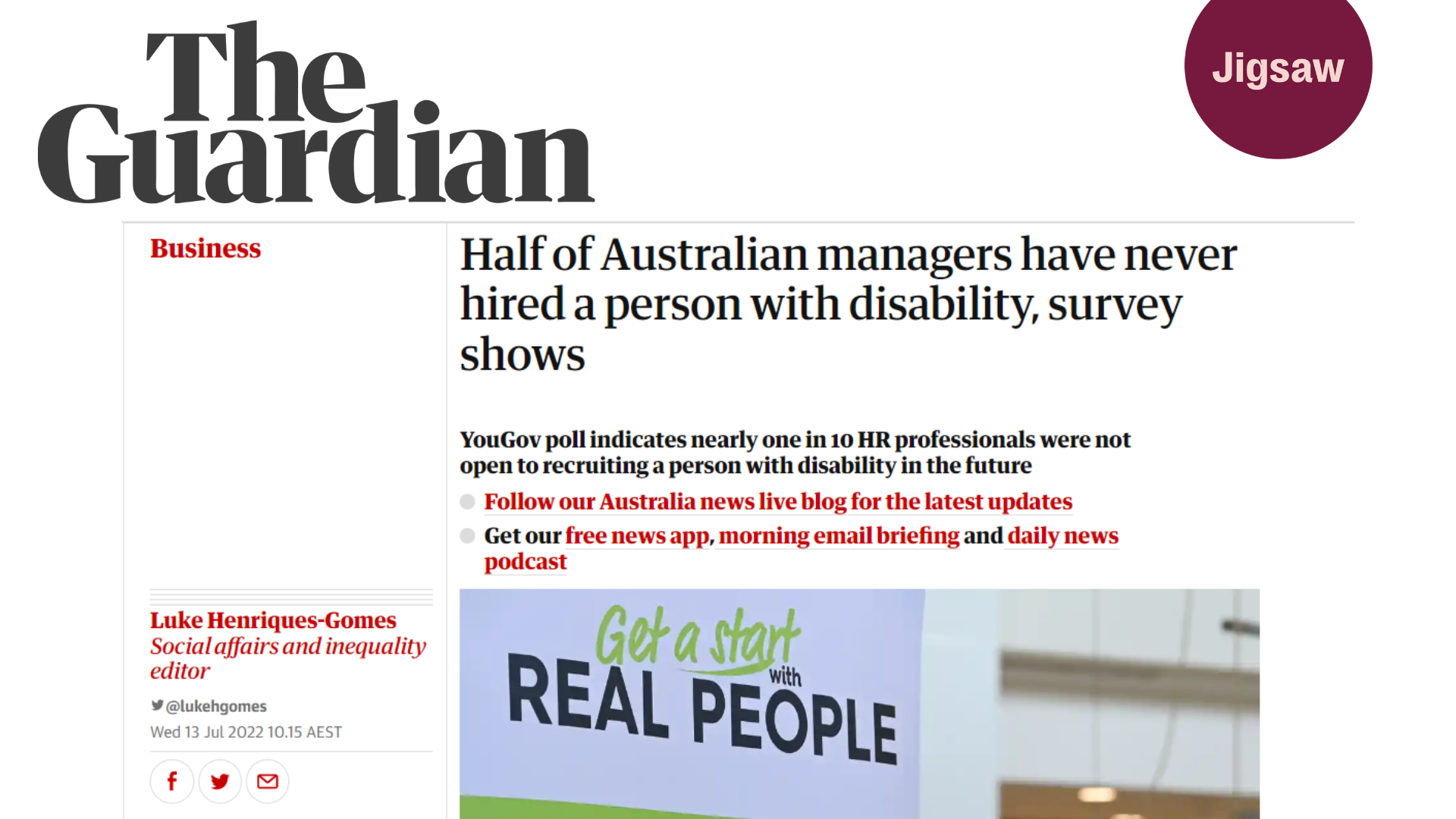 The Guardian: ‘Half of Australian managers have never hired a person with disability’